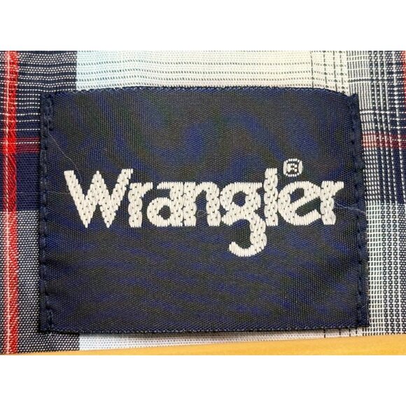 Wrangler Plaid Pearl Snap Long Sleeve Western Shirt Blue Red Gray Stitched Sz XL - Picture 7 of 10
